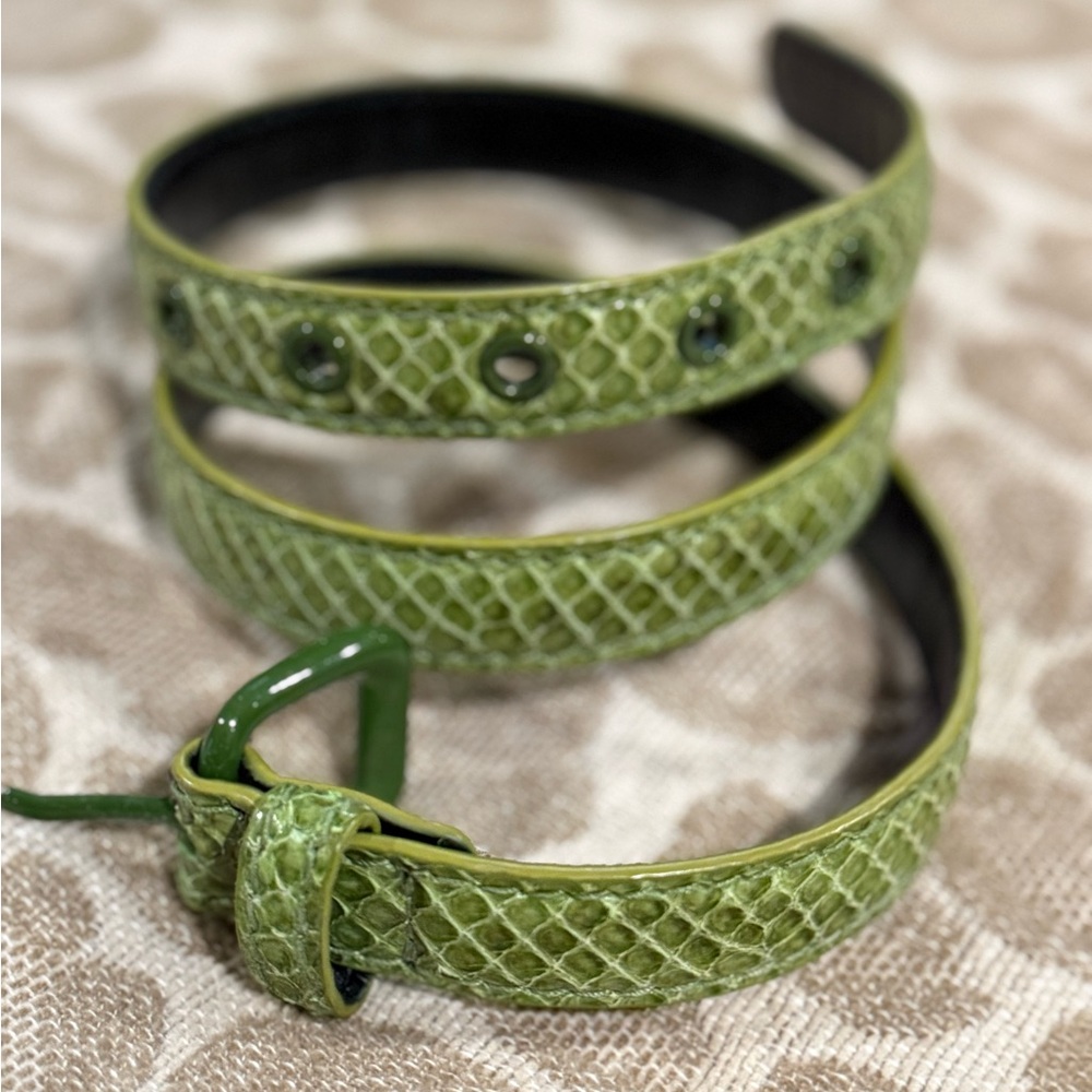 $800 Bottega Veneta Snakeskin Belt - 75cm 30in